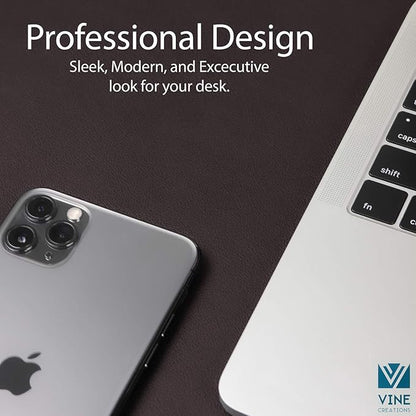 Vine Creations Leather Desk Mat Large 36" x 20", Desk Protector Mat, PU Leather Desk Pad, Large Mouse Pad, Desk Blotter, Desk Pads on Top of Desks, Desk Matt for Desktop, Office Desk Mat (Dark Brown) | Desk Pads Blotters - TrueDesk