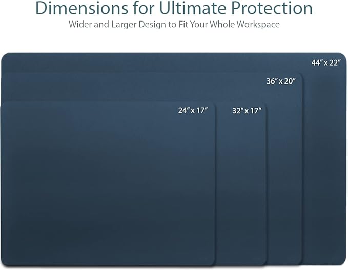 Vine Creations Leather Desk Mat Large 36" x 20", Desk Protector Mat, PU Leather Desk Pad, Large Mouse Pad, Desk Blotter, Desk Pads on Top of Desks, Desk Matt for Desktop, Office Desk Mat (Dark Blue) | Desk Pads Blotters - TrueDesk