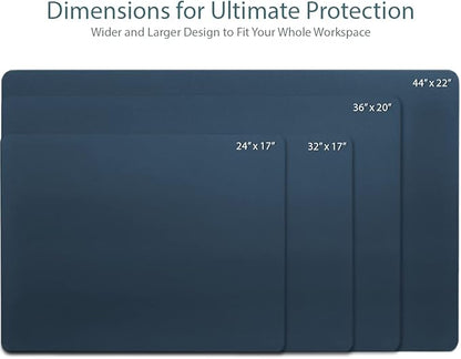 Vine Creations Leather Desk Mat Large 36" x 20", Desk Protector Mat, PU Leather Desk Pad, Large Mouse Pad, Desk Blotter, Desk Pads on Top of Desks, Desk Matt for Desktop, Office Desk Mat (Dark Blue) | Desk Pads Blotters - TrueDesk