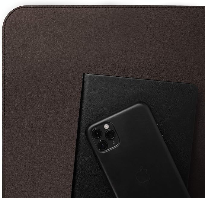 Vine Creations Leather Desk Mat Large 36" x 20", Desk Protector Mat, PU Leather Desk Pad, Non - Slip Large Mouse Pad, Desk Blotter, Desk Pads on Top of Desks, Office Desk Matt for Desktop (Dark Brown) | Desk Pads Blotters - TrueDesk