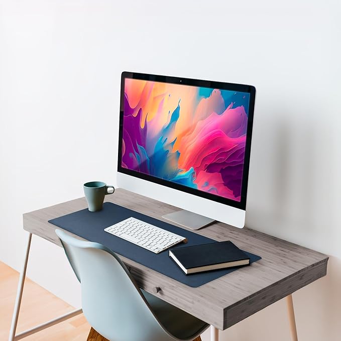 Vine Creations Leather Desk Mat Large 44" x 22", Desk Protector Mat, PU Leather Desk Pad, Large Mouse Pad, Desk Blotter, Desk Pads on Top of Desks, Desk Matt for Desktop, Office Desk Mat (Dark Blue) | Desk Pads Blotters - TrueDesk