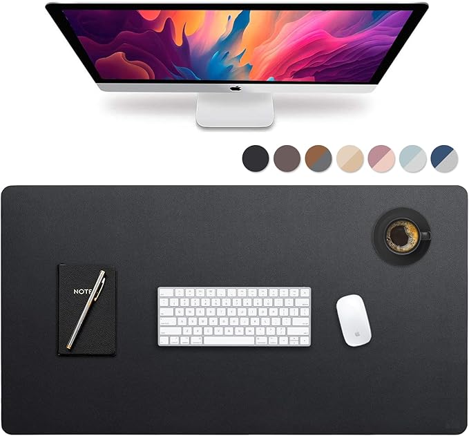 Vine Creations Leather Desk Mat Large 44" x 22", Desk Protector Mat, PU Leather Desk Pad, Large Mouse Pad, Desk Blotter, Desk Pads on Top of Desks, Desk Matt for Desktop, Office Desk Mat (Black) | Desk Pads Blotters - TrueDesk