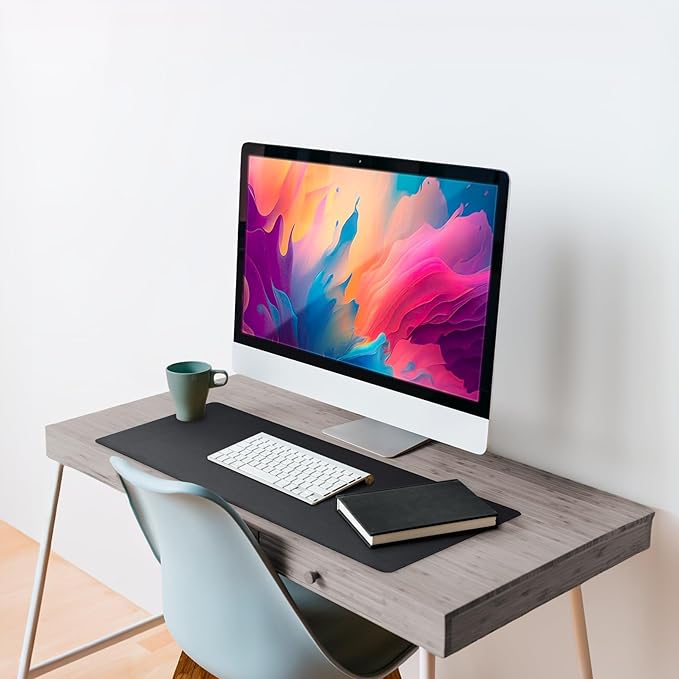 Vine Creations Leather Desk Mat Large 44" x 22", Desk Protector Mat, PU Leather Desk Pad, Large Mouse Pad, Desk Blotter, Desk Pads on Top of Desks, Desk Matt for Desktop, Office Desk Mat (Black) | Desk Pads Blotters - TrueDesk