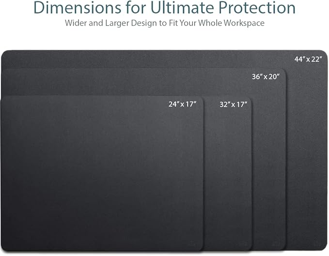 Vine Creations Leather Desk Mat Large 44" x 22", Desk Protector Mat, PU Leather Desk Pad, Large Mouse Pad, Desk Blotter, Desk Pads on Top of Desks, Desk Matt for Desktop, Office Desk Mat (Black) | Desk Pads Blotters - TrueDesk