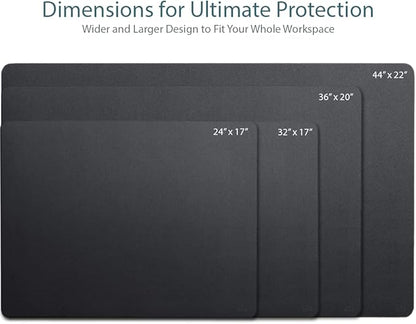 Vine Creations Leather Desk Mat Large 44" x 22", Desk Protector Mat, PU Leather Desk Pad, Large Mouse Pad, Desk Blotter, Desk Pads on Top of Desks, Desk Matt for Desktop, Office Desk Mat (Black) | Desk Pads Blotters - TrueDesk