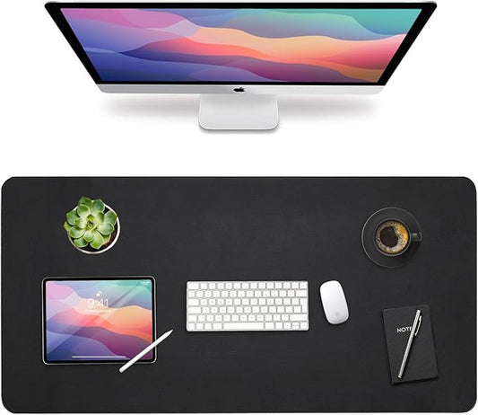 Vine Creations Leather Desk Mat Large 44" x 22", Desk Protector Mat, PU Leather Desk Pad, Non - Slip Large Mouse Pad, Desk Blotter, Desk Pads on Top of Desks, Home Office Desk Matt for Desktop (Black) | Desk Pads Blotters - TrueDesk