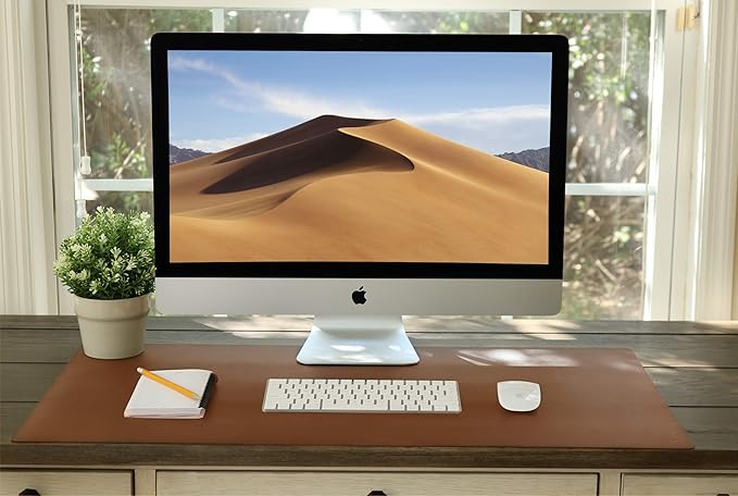 Vine Creations Leather Desk Pad - Large 36" x 20", Desk Protector with PU Leather, Mouse Pad, Blotter for Office (Brown) | Desk Pads Blotters - TrueDesk