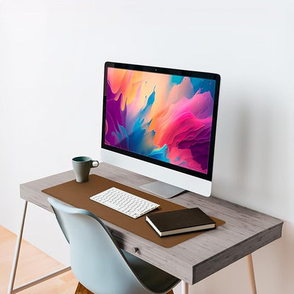 Vine Creations Leather Desk Pad - Large 36" x 20", Desk Protector with PU Leather, Mouse Pad, Blotter for Office (Brown) | Desk Pads Blotters - TrueDesk