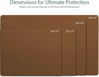 Vine Creations Leather Desk Pad - Large 36" x 20", Desk Protector with PU Leather, Mouse Pad, Blotter for Office (Brown) | Desk Pads Blotters - TrueDesk