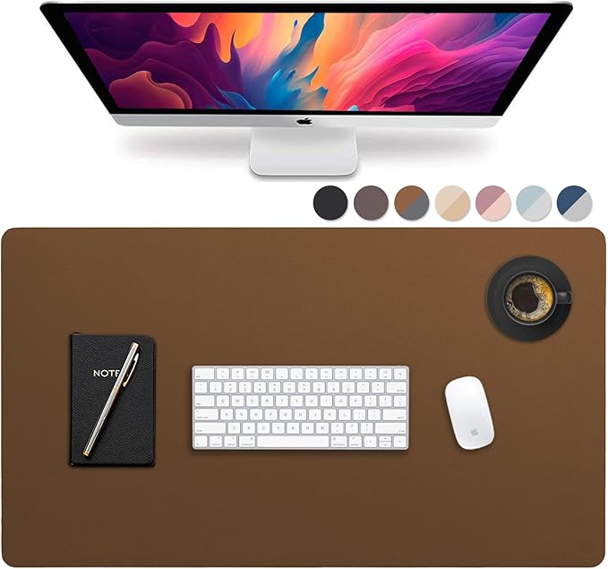 Vine Creations Leather Desk Pad - Large 36" x 20", Desk Protector with PU Leather, Mouse Pad, Blotter for Office (Brown) | Desk Pads Blotters - TrueDesk