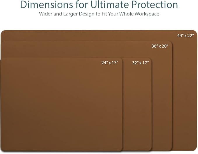 Vine Creations Leather Desk Pad - Large 44" x 22", Desk Protector, PU Leather, Brown | Desk Pads Blotters - TrueDesk