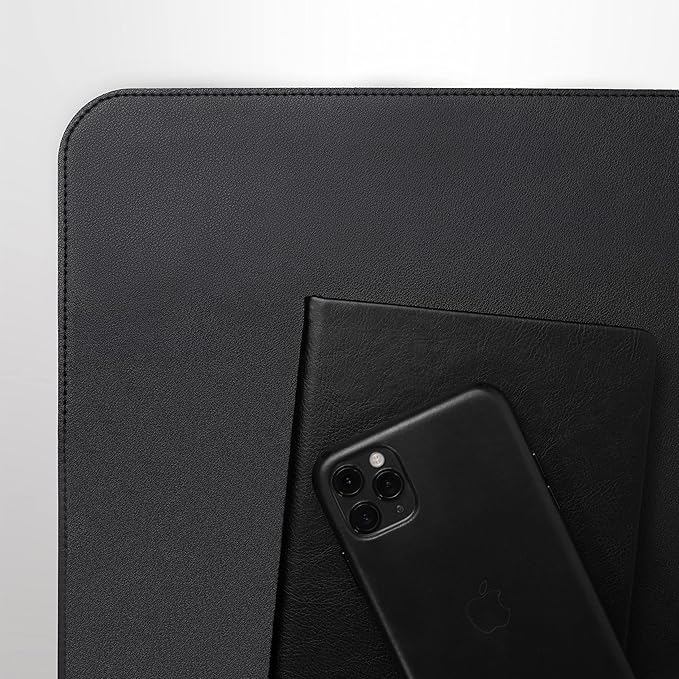 Vine Creations Leather Desk Protector, Non Slip 32" x 17" Office Desk Mat (Black) | Desk Pads Blotters - TrueDesk