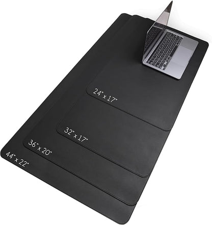 Vine Creations Leather Desk Protector, Non Slip 32" x 17" Office Desk Mat (Black) | Desk Pads Blotters - TrueDesk