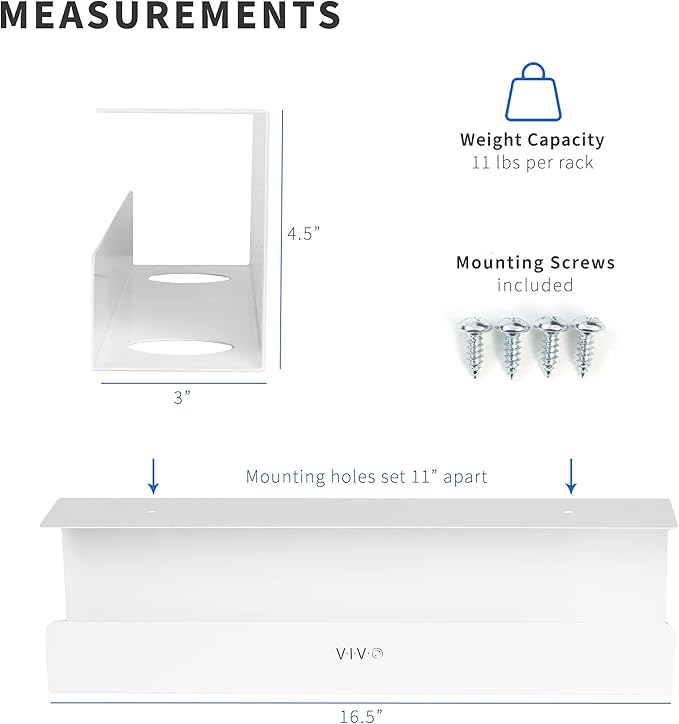 VIVO 2 Pack Under Desk 17 inch Cable Management Tray, Cord Organizer, Home Office Desk Accessories, White, DESK - AC06 - 2CW | Cable Raceways - TrueDesk