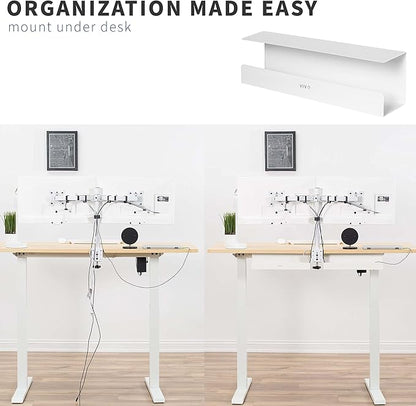 VIVO 2 Pack Under Desk 17 inch Cable Management Tray, Cord Organizer, Home Office Desk Accessories, White, DESK - AC06 - 2CW | Cable Raceways - TrueDesk