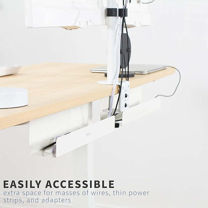 VIVO 2 Pack Under Desk 17 inch Cable Management Tray, Cord Organizer, Home Office Desk Accessories, White, DESK - AC06 - 2CW | Cable Raceways - TrueDesk
