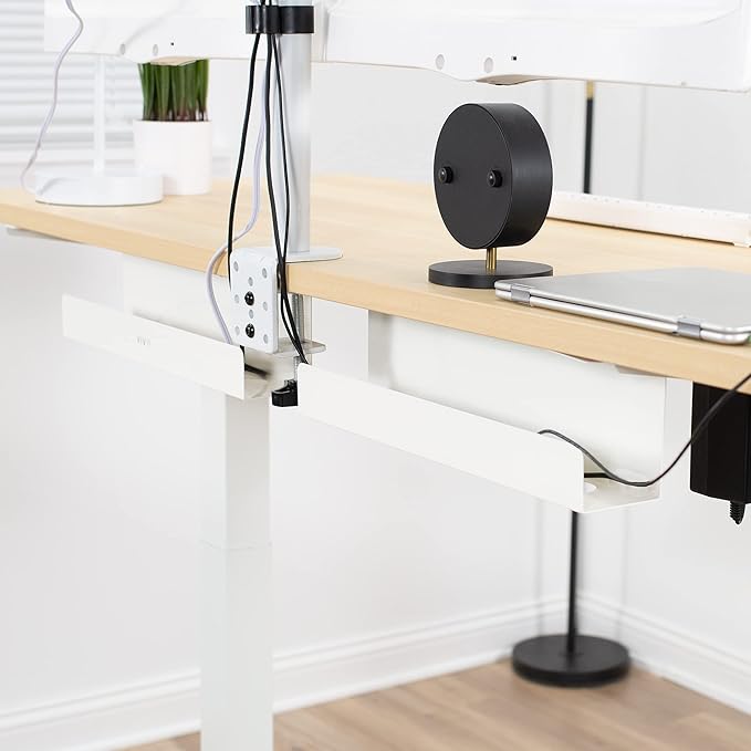 VIVO 2 Pack Under Desk 17 inch Cable Management Tray, Cord Organizer, Home Office Desk Accessories, White, DESK - AC06 - 2CW | Cable Raceways - TrueDesk