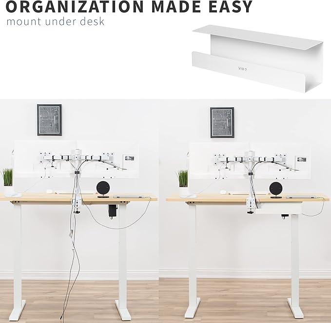 VIVO Under Desk 17 inch Cable Management Tray, Cord Organizer, Home Office Desk Accessories, White, DESK - AC06 - 1CW | Cable Raceways - TrueDesk
