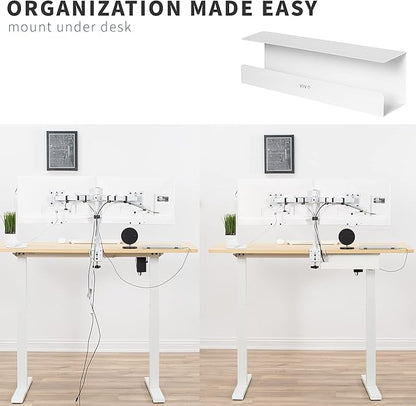 VIVO Under Desk 17 inch Cable Management Tray, Cord Organizer, Home Office Desk Accessories, White, DESK - AC06 - 1CW | Cable Raceways - TrueDesk