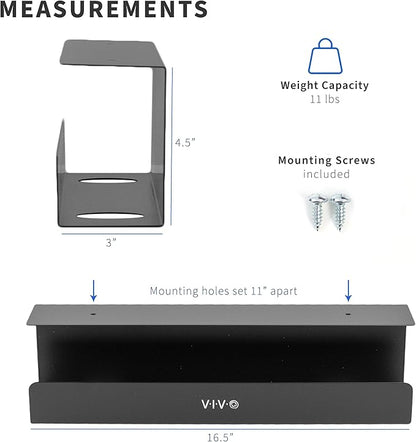 VIVO Under Desk 17 inch Cable Management Tray, Power Strip Holder, Cord Organizer, Wire Tamer for Office and Home, Black, DESK - AC06 - 1C | Cable Raceways - TrueDesk
