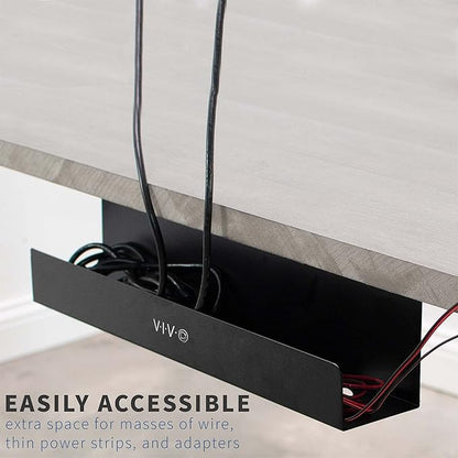 VIVO Under Desk 17 inch Cable Management Tray, Power Strip Holder, Cord Organizer, Wire Tamer for Office and Home, Black, DESK - AC06 - 1C | Cable Raceways - TrueDesk