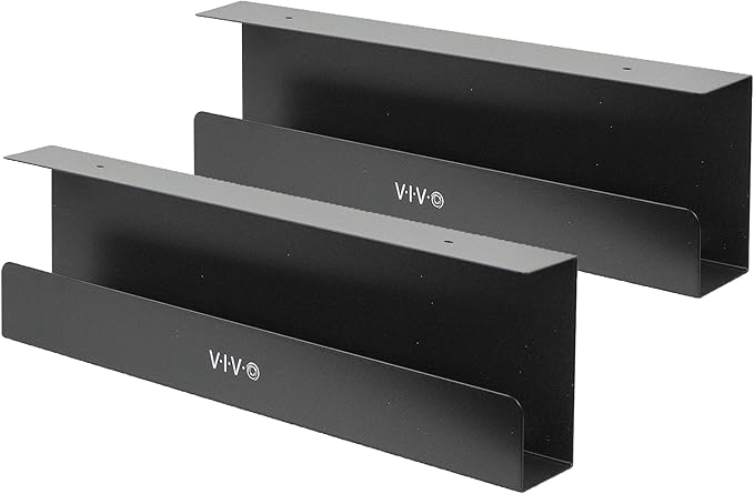 VIVO Under Desk 17 inch Cable Management Trays, Power Strip Holders, Cord Organizers, Wire Tamers for Office and Home, Black, 2 Pack, DESK - AC06 - 2C | Cable Raceways - TrueDesk