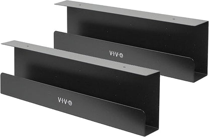 VIVO Under Desk 17 inch Cable Management Trays, Power Strip Holders, Cord Organizers, Wire Tamers for Office and Home, Black, 2 Pack, DESK - AC06 - 2C | Cable Raceways - TrueDesk