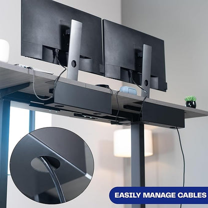 VIVO Under Desk 17 inch Cable Management Trays, Power Strip Holders, Cord Organizers, Wire Tamers for Office and Home, Black, 2 Pack, DESK - AC06 - 2C | Cable Raceways - TrueDesk