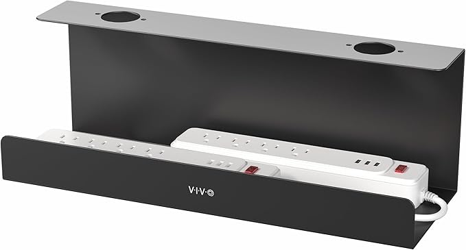 VIVO Under Desk 17 inch Extra Deep Cable Management Tray, Power Strip Holder, Cord Organizer, Wire Tamer for Office and Home, Black, DESK - AC16 - 1C | Cable Raceways - TrueDesk