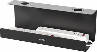 VIVO Under Desk 17 inch Extra Deep Cable Management Tray, Power Strip Holder, Cord Organizer, Wire Tamer for Office and Home, Black, DESK - AC16 - 1C | Cable Raceways - TrueDesk