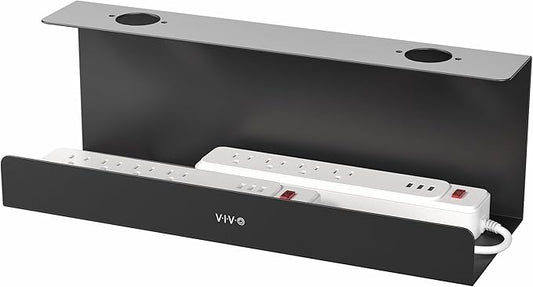 VIVO Under Desk 17 inch Extra Deep Cable Management Tray, Power Strip Holder, Cord Organizer, Wire Tamer for Office and Home, Black, DESK - AC16 - 1C | Cable Raceways - TrueDesk