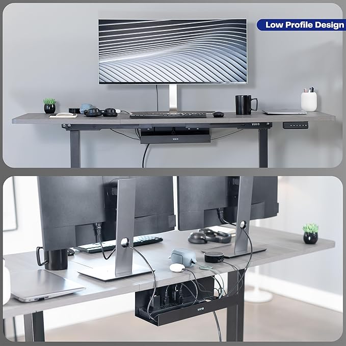 VIVO Under Desk 17 inch Extra Deep Cable Management Tray, Power Strip Holder, Cord Organizer, Wire Tamer for Office and Home, Black, DESK - AC16 - 1C | Cable Raceways - TrueDesk