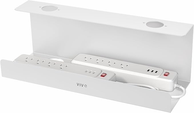 VIVO Under Desk 17 inch Extra Deep Cable Management Tray, Power Strip Holder, Cord Organizer, Wire Tamer for Office and Home, White, DESK - AC16 - 1CW | Cable Raceways - TrueDesk
