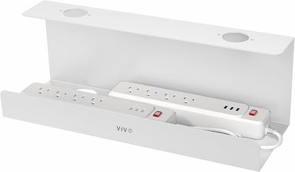 VIVO Under Desk 17 inch Extra Deep Cable Management Tray, Power Strip Holder, Cord Organizer, Wire Tamer for Office and Home, White, DESK - AC16 - 1CW | Cable Raceways - TrueDesk