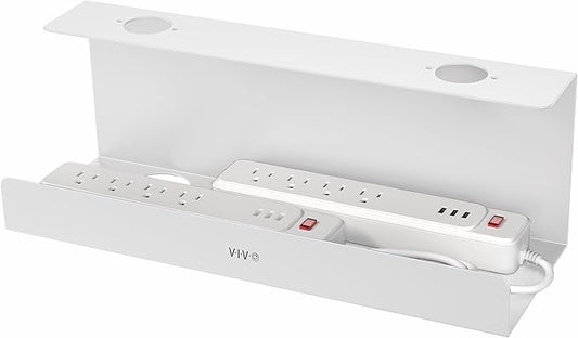 VIVO Under Desk 17 inch Extra Deep Cable Management Tray, Power Strip Holder, Cord Organizer, Wire Tamer for Office and Home, White, DESK - AC16 - 1CW | Cable Raceways - TrueDesk
