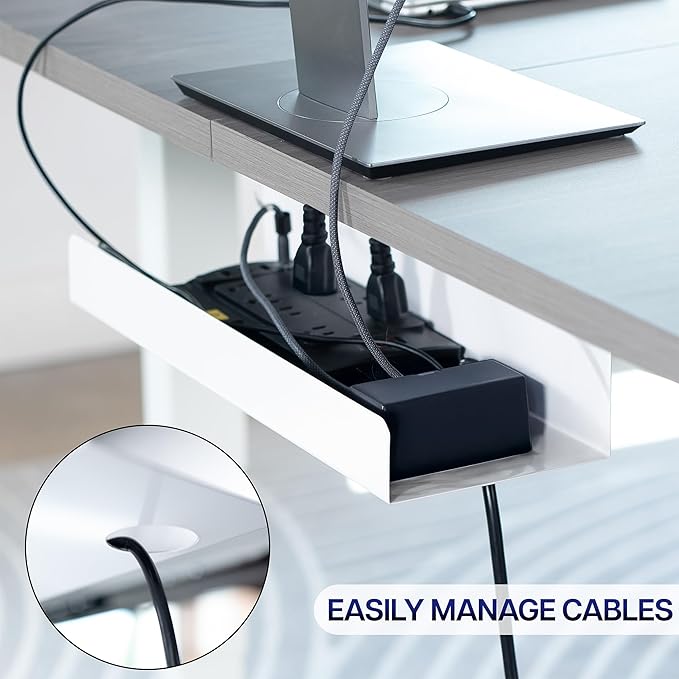 VIVO Under Desk 17 inch Extra Deep Cable Management Tray, Power Strip Holder, Cord Organizer, Wire Tamer for Office and Home, White, DESK - AC16 - 1CW | Cable Raceways - TrueDesk