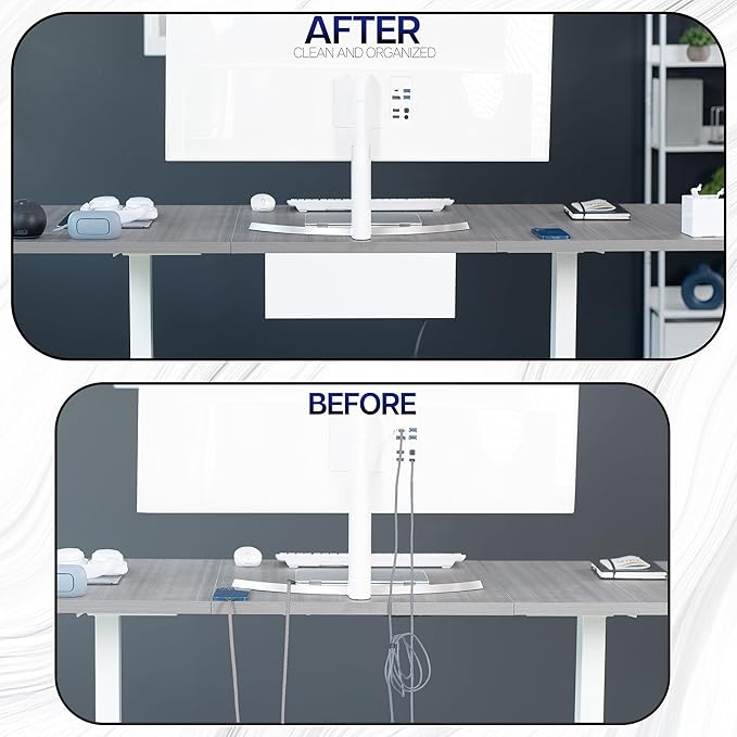 VIVO Under Desk 17 inch Extra Deep Cable Management Tray, Power Strip Holder, Cord Organizer, Wire Tamer for Office and Home, White, DESK - AC16 - 1CW | Cable Raceways - TrueDesk