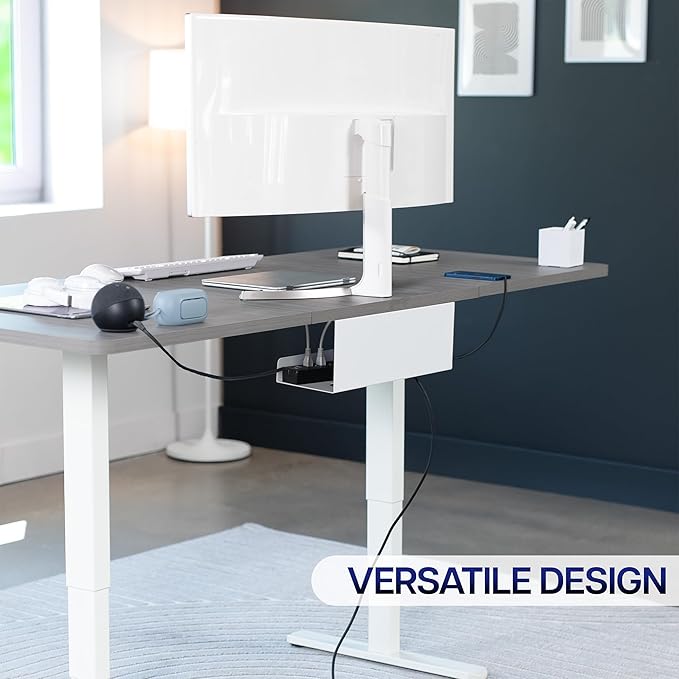 VIVO Under Desk 17 inch Extra Deep Cable Management Tray, Power Strip Holder, Cord Organizer, Wire Tamer for Office and Home, White, DESK - AC16 - 1CW | Cable Raceways - TrueDesk