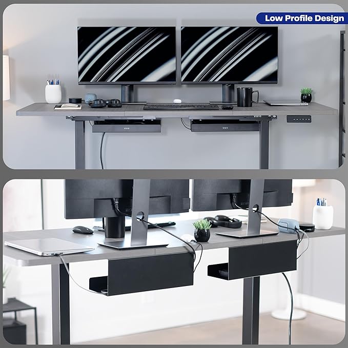 VIVO Under Desk 17 inch Extra Deep Cable Management Trays, Power Strip Holders, Cord Organizers, Wire Tamers for Office and Home, Black, 2 Pack, DESK - AC16 - 2C | Cable Raceways - TrueDesk