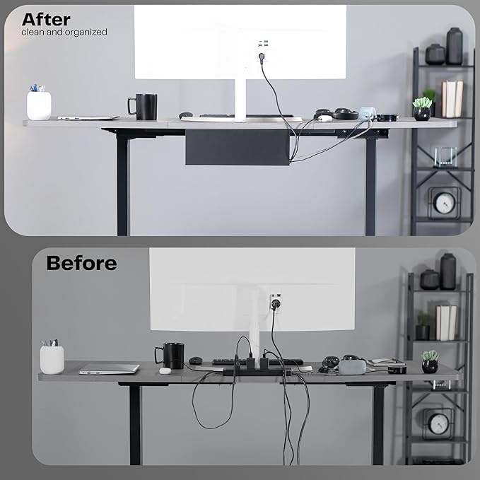 VIVO Under Desk 17 inch Extra Deep Cable Management Trays, Power Strip Holders, Cord Organizers, Wire Tamers for Office and Home, Black, 2 Pack, DESK - AC16 - 2C | Cable Raceways - TrueDesk