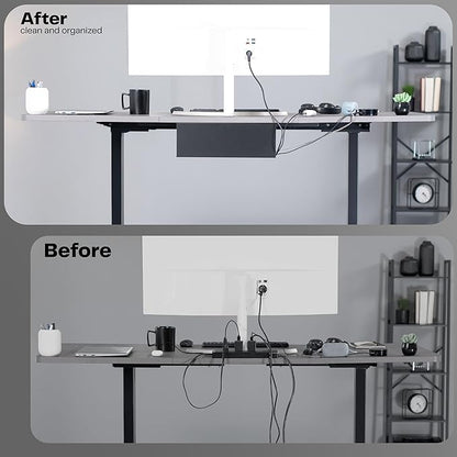 VIVO Under Desk 17 inch Extra Deep Cable Management Trays, Power Strip Holders, Cord Organizers, Wire Tamers for Office and Home, Black, 2 Pack, DESK - AC16 - 2C | Cable Raceways - TrueDesk