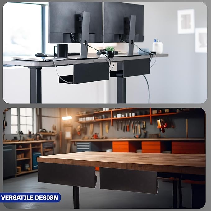 VIVO Under Desk 17 inch Extra Deep Cable Management Trays, Power Strip Holders, Cord Organizers, Wire Tamers for Office and Home, Black, 2 Pack, DESK - AC16 - 2C | Cable Raceways - TrueDesk