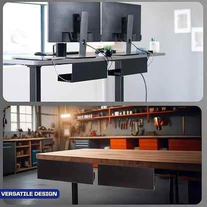 VIVO Under Desk 17 inch Extra Deep Cable Management Trays, Power Strip Holders, Cord Organizers, Wire Tamers for Office and Home, Black, 2 Pack, DESK - AC16 - 2C | Cable Raceways - TrueDesk