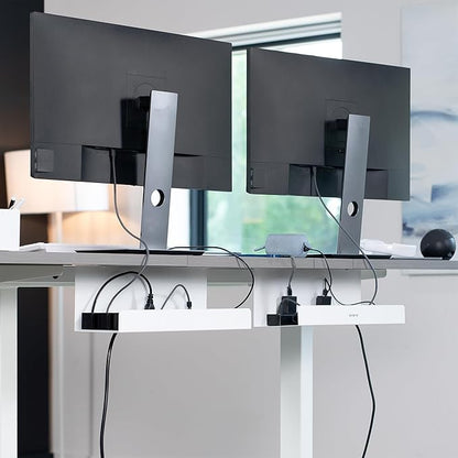 VIVO Under Desk 17 inch Extra Deep Cable Management Trays, Power Strip Holders, Cord Organizers, Wire Tamers for Office and Home, White, 2 Pack, DESK - AC16 - 2CW | Cable Raceways - TrueDesk