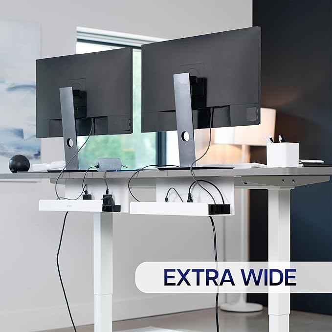 VIVO Under Desk 17 inch Extra Deep Cable Management Trays, Power Strip Holders, Cord Organizers, Wire Tamers for Office and Home, White, 2 Pack, DESK - AC16 - 2CW | Cable Raceways - TrueDesk