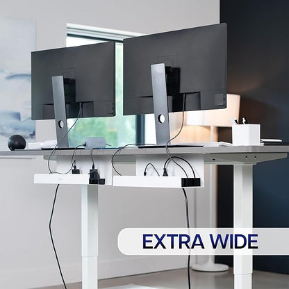 VIVO Under Desk 17 inch Extra Deep Cable Management Trays, Power Strip Holders, Cord Organizers, Wire Tamers for Office and Home, White, 2 Pack, DESK - AC16 - 2CW | Cable Raceways - TrueDesk