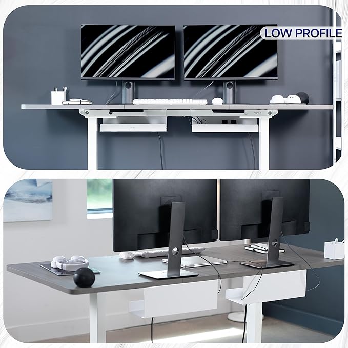 VIVO Under Desk 17 inch Extra Deep Cable Management Trays, Power Strip Holders, Cord Organizers, Wire Tamers for Office and Home, White, 2 Pack, DESK - AC16 - 2CW | Cable Raceways - TrueDesk