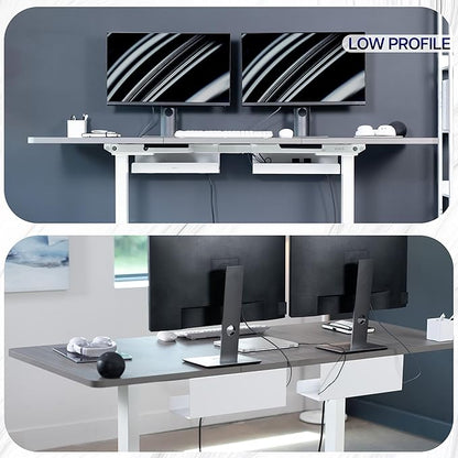 VIVO Under Desk 17 inch Extra Deep Cable Management Trays, Power Strip Holders, Cord Organizers, Wire Tamers for Office and Home, White, 2 Pack, DESK - AC16 - 2CW | Cable Raceways - TrueDesk
