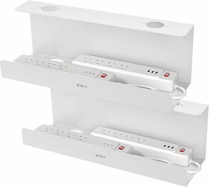 VIVO Under Desk 17 inch Extra Deep Cable Management Trays, Power Strip Holders, Cord Organizers, Wire Tamers for Office and Home, White, 2 Pack, DESK - AC16 - 2CW | Cable Raceways - TrueDesk