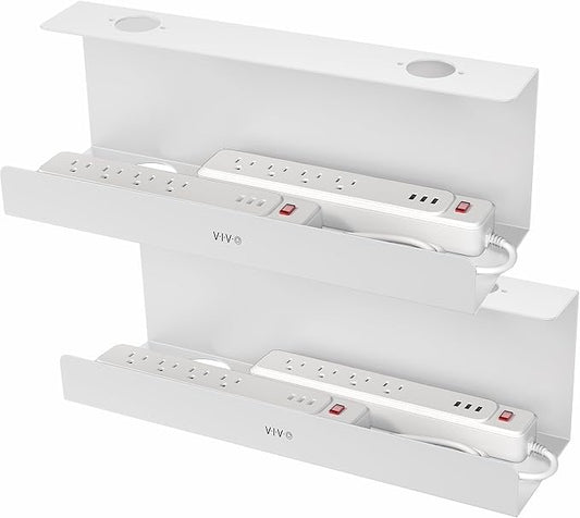 VIVO Under Desk 17 inch Extra Deep Cable Management Trays, Power Strip Holders, Cord Organizers, Wire Tamers for Office and Home, White, 2 Pack, DESK - AC16 - 2CW | Cable Raceways - TrueDesk